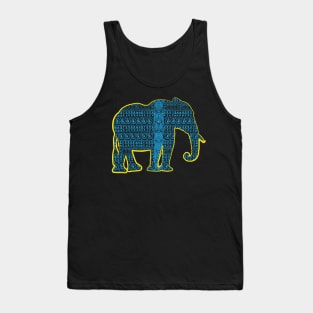 Blue Asian Elephant with Tribal pattern Tank Top